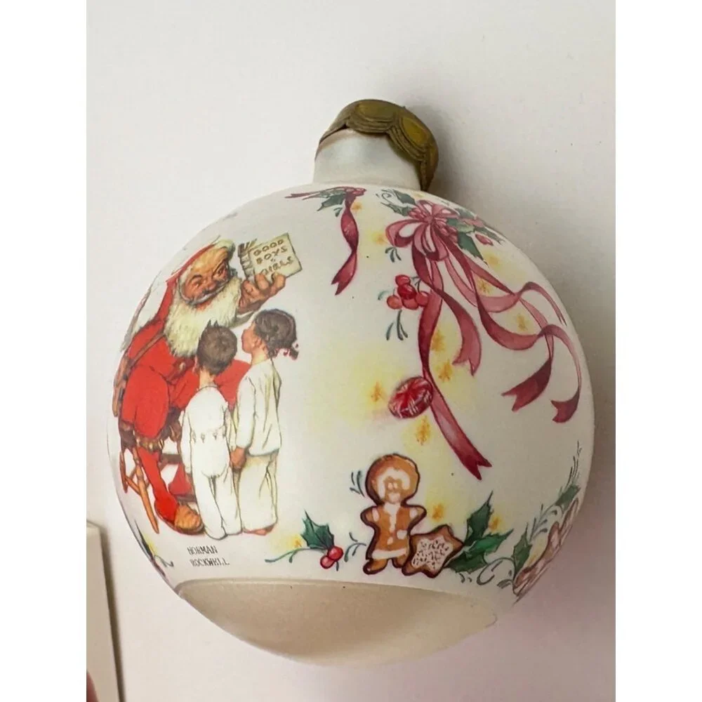 Norman Rockwell Hallmark Keepsake Santas Visitors Christmas Ornament Ball 1995 - Picture 7 of 9